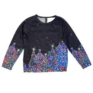 Christmas Tree Lights Neon Glitter Galaxy Women's Sweatshirt - S